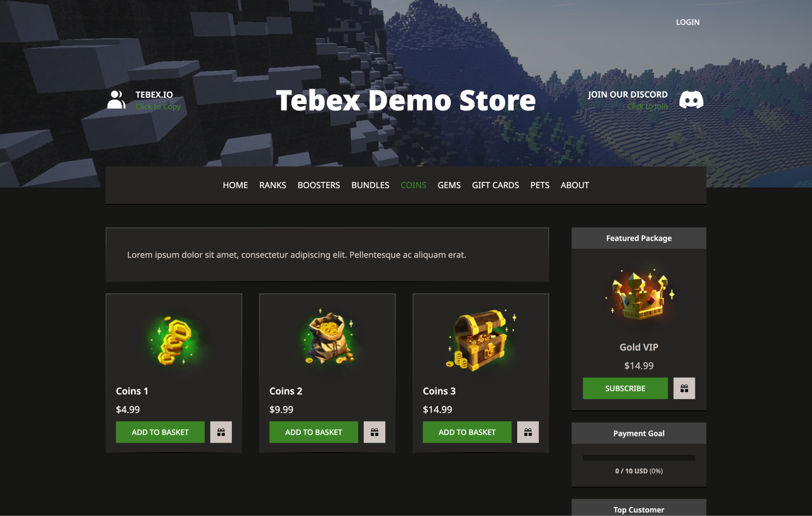 Tebex Exo Templates webstore make creating D2C webstores easy and seamless